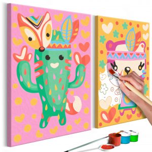 op canvas schilderen – Cactus & Bear – Walldeqo | | Canvas | Fotobehang | Kamerschermen en wanddecoratie