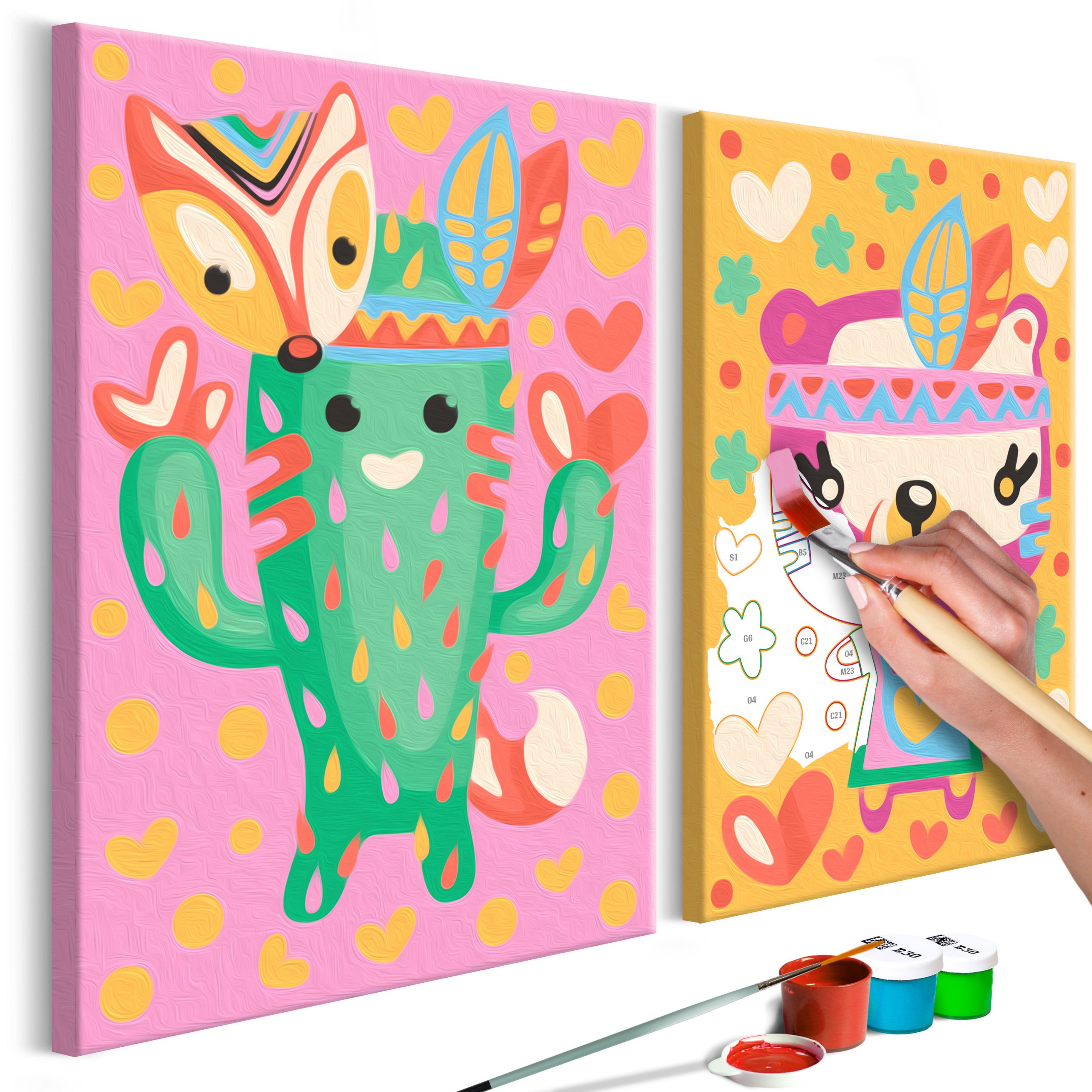 Ontwaken Kruipen wandelen Doe-het-zelf op canvas schilderen – Cactus & Bear – Walldeqo | Schilderij |  Canvas | Fotobehang | Kamerschermen en wanddecoratie