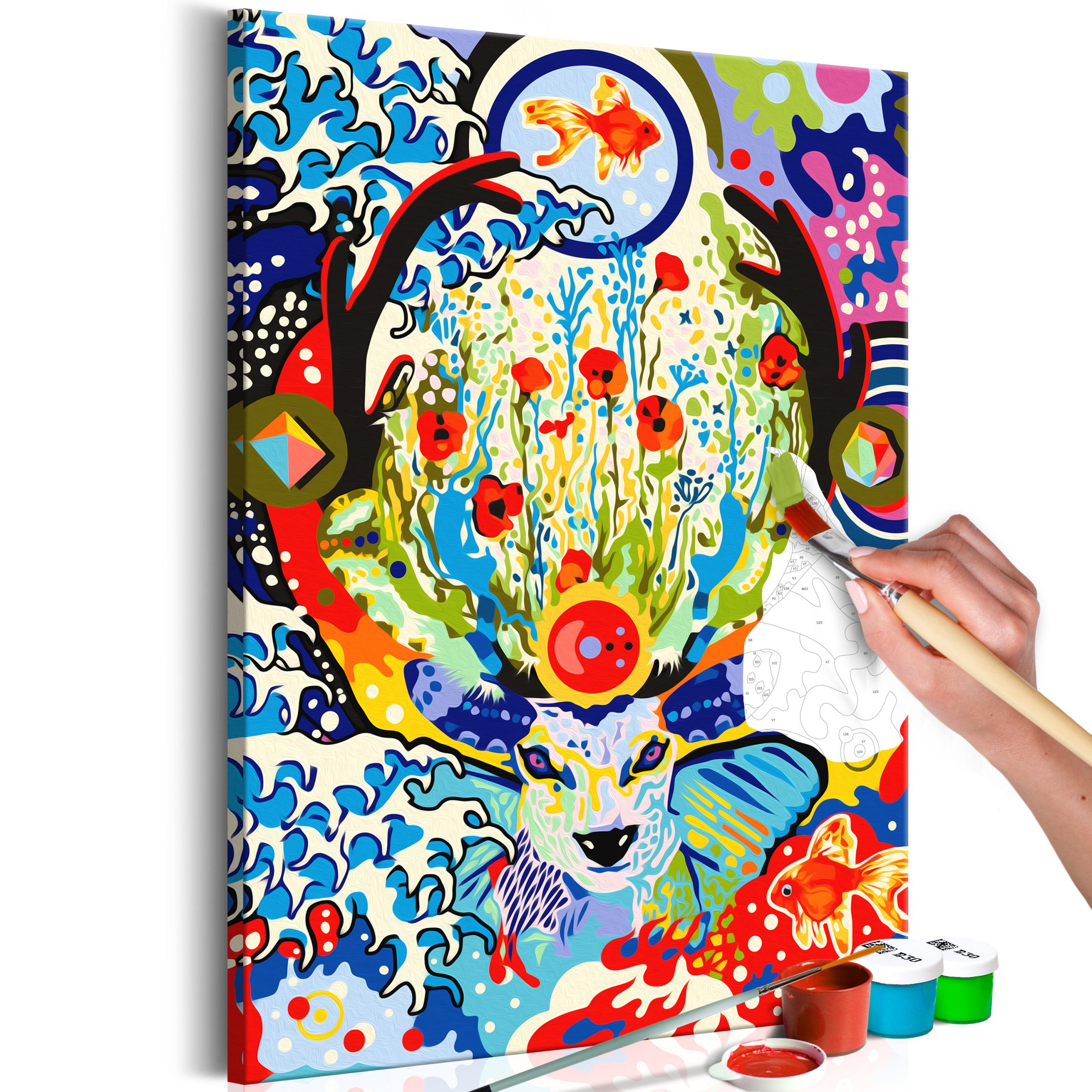 Modernisering Vochtig Reageer Doe-het-zelf op canvas schilderen – Deer and Flowers – Walldeqo |  Schilderij | Canvas | Fotobehang | Kamerschermen en wanddecoratie
