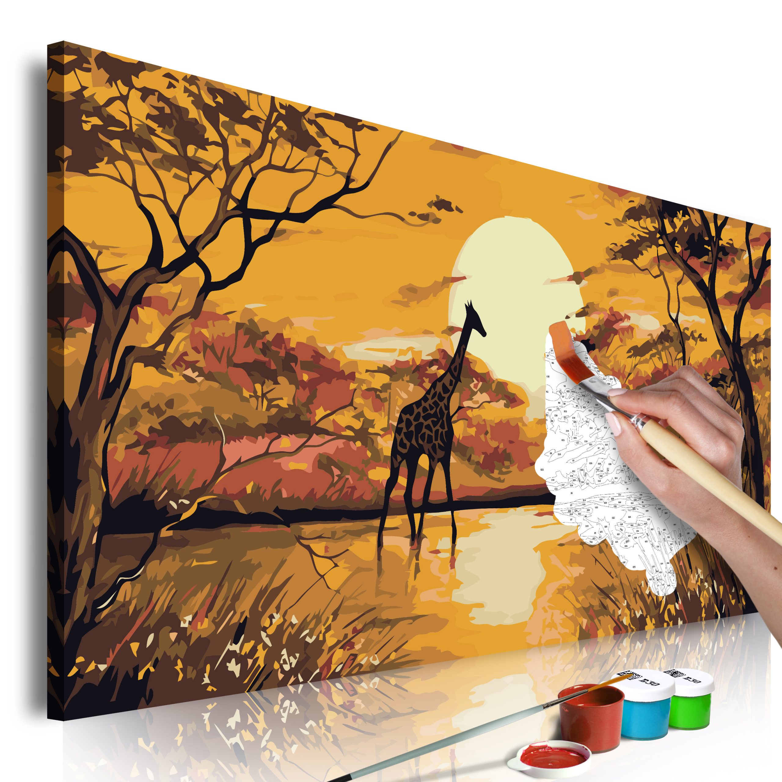 Kort leven Ham helaas Doe-het-zelf op canvas schilderen – Giraffe at Sunset – Walldeqo |  Schilderij | Canvas | Fotobehang | Kamerschermen en wanddecoratie