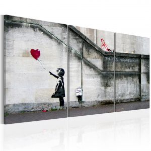 Schilderij - Er is altijd hoop (Banksy) - drieluik Schilderijen > Street art