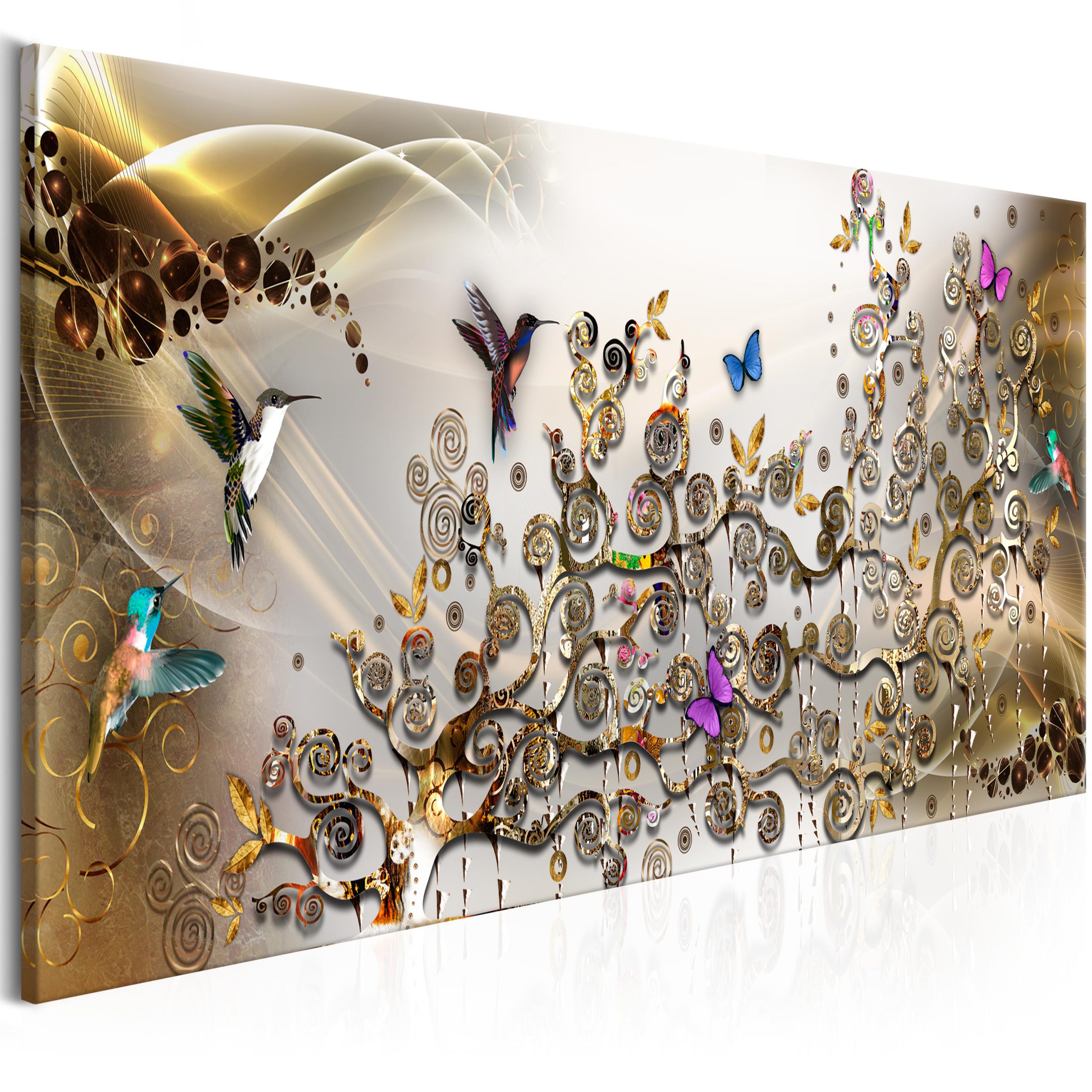 Monnik kalmeren Verzadigen Schilderij – Hummingbirds Dance (1 Part) Gold Narrow – Walldeqo | Schilderij  | Canvas | Fotobehang | Kamerschermen en wanddecoratie
